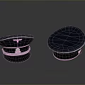 Dark Blue Hats Featuring Badge White Trim on Brim and Brimless Cap Style