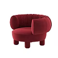 Modern Red Single Sofa With Pleated Design Rounded Armrests And Short Legs 3d model