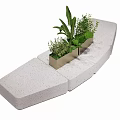 Two Rectangular Tree Planters With Green Plants On Wooden Platform 3d model