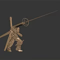 Smart Machine Robot Figure With Golden Color Spear And Circular Glow