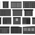 Various Log Cabin Exterior Designs With Different Window And Grille Patterns 3d model