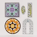 Casement Window Featuring Stained Glass Patterns In Diverse Shapes And Artistic Styles