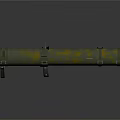 Military Missile With Camouflage Paint Red Warhead And Metal Support Structure