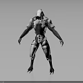 Sci Fi Character Creature With Mechanical Armor Clawed Feet And Futuristic White Black Design