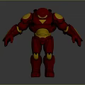 Red And Gold Armored Robot Figure With Metallic Surface And Shiny Armor Plates