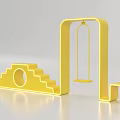 Yellow Abstract Geometric Structure With Steps Arch And Smooth Surface 3d model