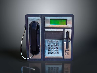 Vintage Electronic Telephone Device With Handset Keypad Metal Casing And Green Display Screen 3d model