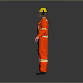 Red Fire Safety Clothing With Yellow Helmet And Reflective Stripes Worn By Person
