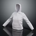 White Plaid Zip Up Hoodie with Long Sleeves Front Pocket and Simple Design