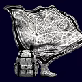 Stylish Christian Dior Backpack with Simple Design and Map Pattern Scarf on Dark Blue Background
