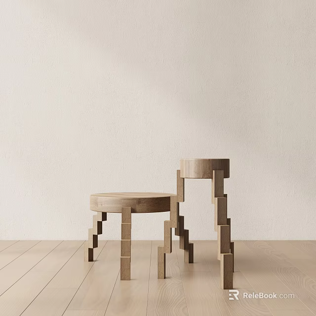 Two Minimalist Wooden Side Tables With Geometric Legs In Light Room Setting 3d model 