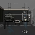 Modern Home Office Interior Design With Hanging Lights Green Plant Desk And Wooden Shelves