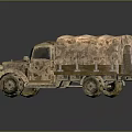 Two Vintage Military Truck Models with Camouflage Paint Roof Racks Yellow Headlights and Retro Design