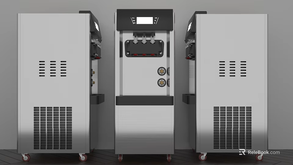 Commercial Ice Cream Equipment With Stainless Steel Body Digital Control Panel and Mobile Wheels 3d model 