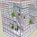 Modern Glass Facade Office Building With Multi Storey Interior Layout And Green Plants