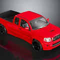 Red Detailed Pickup Truck Model With Black Wheels And Glossy Finish