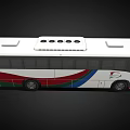 White Public Bus With Red Blue Green Stripes And Wheelchair Symbol