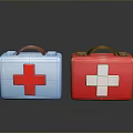 Two Colored First Aid Kits With Red White Crosses And Handles For Home Use