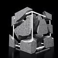 Modern Decorative Ornament Set With Stone Blocks And White Cube Frame 3d model