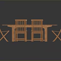 Foldable Wooden Dining Table With Six Chairs And Grid Pattern Surface For Outdoor Use