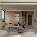 Modern Duplex Living Room With Spacious Layout And Large Windows 3d model