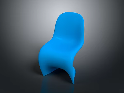 Sleek Blue Chair Featuring Curved Ergonomic Design And Smooth Plastic Surface Against Dark Background 3d model