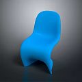 Sleek Blue Chair Featuring Curved Ergonomic Design And Smooth Plastic Surface Against Dark Background