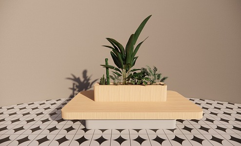 Modern outdoor chair rest table plant landscape combination 3d model