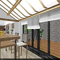 Modern Hotel Room Interior With Wooden Ceiling Large Windows And Natural Light