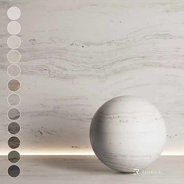 Decorative Component With Color Swatches And White Sphere On Textured Marble Wall 3d model 