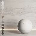 Decorative Component With Color Swatches And White Sphere On Textured Marble Wall