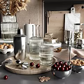 Decorative Ornament Set With Dried Pampas Grass Glass Vase Metal Containers Wooden And Marble Boards