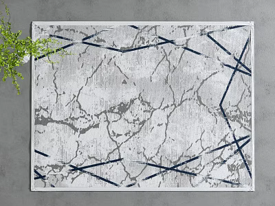 Square Carpet With Gray Marble Texture And Blue Geometric Lines Design 3d model