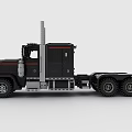 Black Functional Heavy Duty Truck Featuring Exhaust Pipes Front Grille And Cab