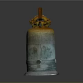 Ancient Architectural Bronze Bell Featuring Dragon Ornament Carved Patterns And Base