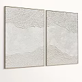 Two Piece Framed Abstract Painting With Textured Wavy Relief In Neutral Tones