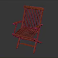 Orange Wooden Leisure Chair With Slat Back Design And Sturdy Structure For Outdoor Relaxation