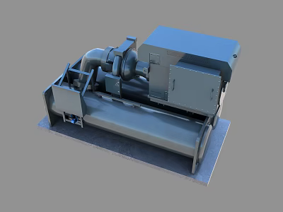 Industrial Equipment With Motor Piping Control Cabinet And Steel Base Frame Structure 3d model
