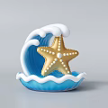 Ocean Theme Photo Spot With Blue Wave Base And Golden Starfish Decor