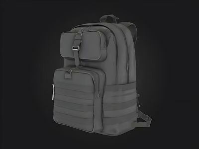 Gray Tactical Backpack With Multiple Pockets Durable Straps And Practical Design 3d model