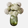 Green Glass Vase With White Blooming Flowers And Elegant Floral Arrangement