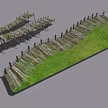 Wooden Plank Walkway With Railings And Green Grass Outdoor Path