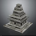 Ancient Stone Temple Structure With Multiple Tiered Platforms And Stone Steps