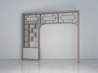 Modern Wooden Garden Decor With Geometric Lattice Structure And Multi-tiered Shelves 3d model