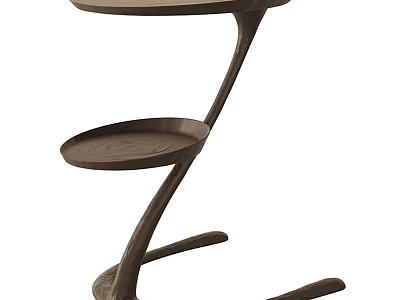 Modern Stylish Wooden Two Tier Side Table With Curved Legs Living Room Decor 3d model