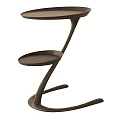 Modern Stylish Wooden Two Tier Side Table With Curved Legs Living Room Decor