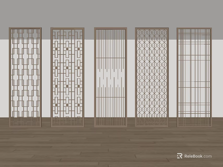 Decorative Wooden Room Dividers With Various Patterns For Interior Decor 3d model