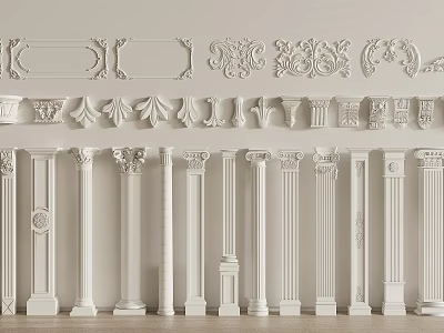 Decorative Columns Featuring Classical Carvings Various Ornamental Designs And Architectural Details 3d model