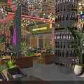 Luxurious Restaurant Interior With Ornate Chandeliers Green Plants Wine Racks And Cozy Seating Areas