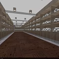 Elegant Club Interior With Long Corridor Wooden Shelves Stacked Towels And White Items